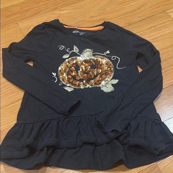 Black and Orange Long Sleeve Tee with Autumn Graphic - Picture 1 of 3